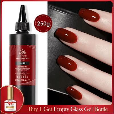 BORN PRETTY 10 In 1 Glue Gel Nail Polish With Rubber Base And Super Bright Top Coat jelly Nude Gel Jn48