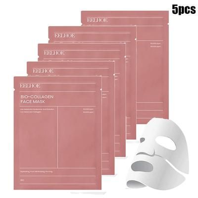 1 5 10PCs Bio Collagen Face Mask Deep Hydrating Overnight Mask For Wrinkle Reduction, Pore Shrinking & Brightening Skin 5pcs