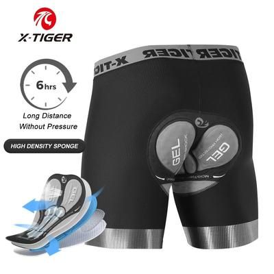 X TIGER Mens Cycling Underwear Shorts 5D Padded Sports Riding Bike Bicycle MTB Liner Shorts With Anti Slip Leg Grips 3xl pro Gray