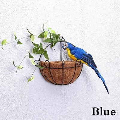 Creative Handmade Simulation Parrot, Realistic Feather Bird Garden Decor & Lawn Ornament blue 9 inch