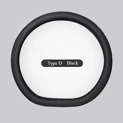 Napa Leather Perforated Steering Wheel Cover Non Slip Breathable 15 Inch black Type D