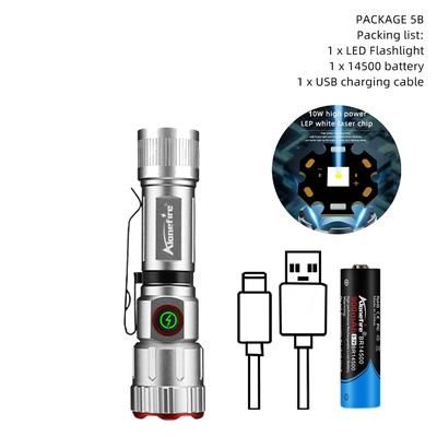Mini Zoom Flashlight X80, High Bright White Beam Light, Rechargeable Pocket Magnet Torch For Outdoor, Camping, Hiking silver