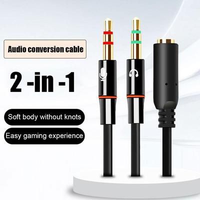 Computer Audio Splitter 3.5mm Headphone Mic Splitter For PC, Laptop, Gaming & Streaming Computer Audio Splitter 3.5mm Headphone Mic Splitter For PC, Laptop, Gaming & Streaming