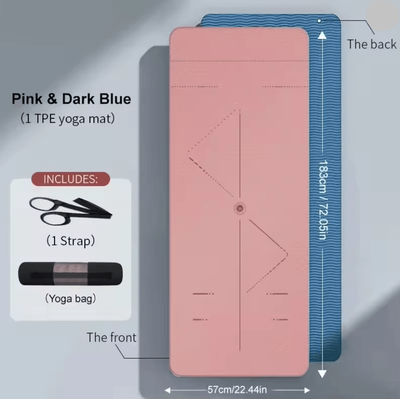 Eco Friendly Non Slip Yoga Mat With Carry Strap And Bag For Women 57 Pink