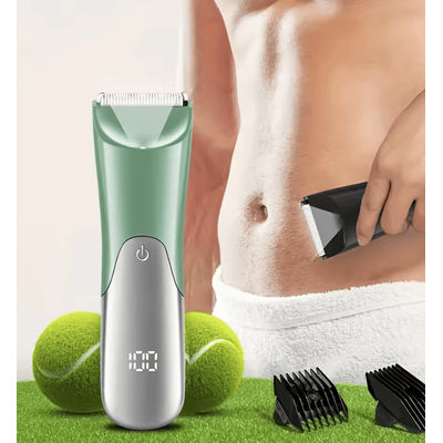 Men's Electric Body Hair Trimmer For Groin Beard Chest And Full Body Grooming green