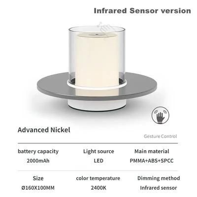 Modern Led Induction Candle Light, Rechargeable Dimmable Atmosphere Desk Lamp For Romantic Decors silver Infrared Version