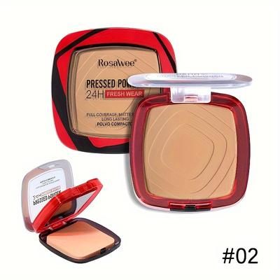 Matte Full Coverage Pressed Powder Foundation With Puff 24H Fresh Wear, Weightless Finishing Makeup 02