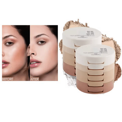 5 in 1 Loose Setting And Contouring Powder Stack Oil Control Makeup For Brightening And Blending 2 Pcs