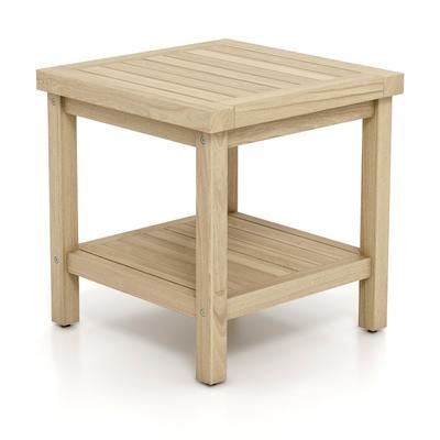 Premium Outdoor Side Table With Shelf, Solid Teak Wood End Table For Porch, Deck, Garden, Or Patio Use Premium Outdoor Side Table With Shelf, Solid Teak Wood End Table For Porch, Deck, Garden, Or Patio Use