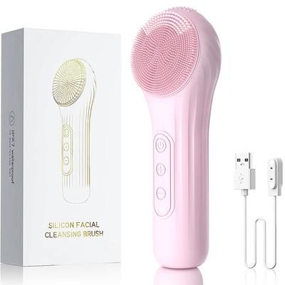Rechargeable Sonic Face Cleaner, Waterproof Vibrating Brush For Deep Pore Cleansing & Gentle Exfoliation pink