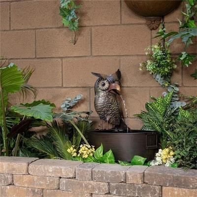 Animal Pattern Toucan Waterfall Fountain Yard Art Decor For Garden, Patio, And Yard Decoration owl