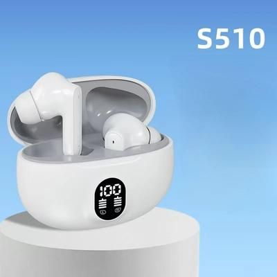 S510 TWS Wireless Headphones With LED Display And Bluetooth 5.3 For Stereo Sound And Hands Free Listening white