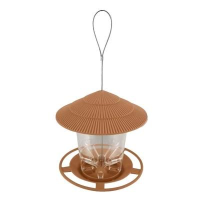 Automatic Hanging Bird Feeder With Multi Hole Dispenser For Outdoor Use brown