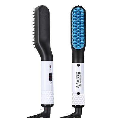 Electric Heated Beard Brush Kit Quick Hair Straightening Comb For Mens Styling ivory jp