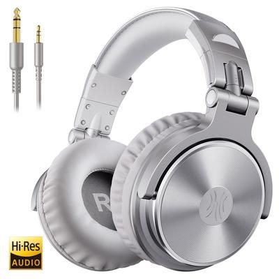 DJ Headphones Wired Studio Pro Headset With Mic HiFi Monitor Sound, Dual Cable Music Headphones For Phone, Laptop pro 10 silver