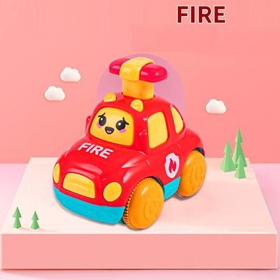 Baby Animal Car Toys, Toddler Press And Go Cars With Lights, Wind Up Pull Back Toy Cars fire Car No Light