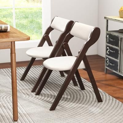 Set Of 2 Folding Chairs With Comfy Padded Backrest And Seat, Sturdy Rubber Wood Design For Indoor Outdoor Use Set Of 2 Folding Chairs With Comfy Padded Backrest And Seat, Sturdy Rubber Wood Design For Indoor Outdoor Use