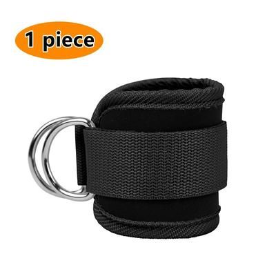 Premium Cable Ankle Straps Double D Ring Cuffs, Gym Workout Support For Glutes, Legs Strength Training & Sport Safety black