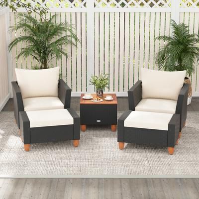 5 Piece Patio Furniture Set With Loveseat & Armchairs, Outdoor Porch Sectional With Storage Table 5 Piece Patio Furniture Set With Loveseat & Armchairs, Outdoor Porch Sectional With Storage Table