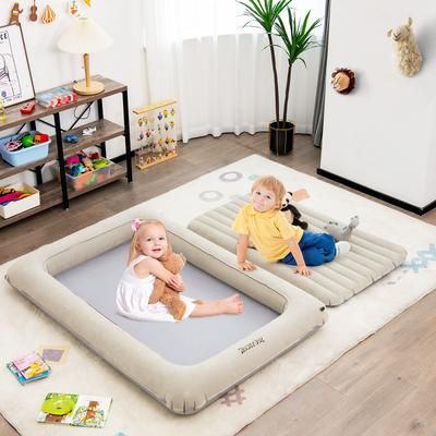 Inflatable Toddler Bed & Air Mattress Set 2 In 1 Portable Travel Bed With Electric Pump For Kids Inflatable Toddler Bed & Air Mattress Set 2 In 1 Portable Travel Bed With Electric Pump For Kids