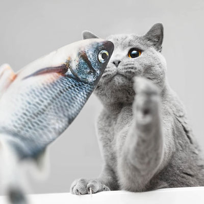 Interactive Floppy Fish Cat Toy Engaging Fishcat For Active Play Blue