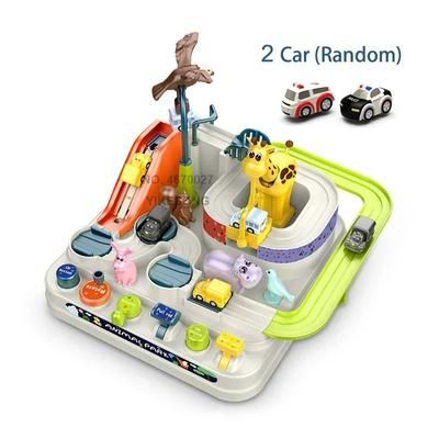 Racing Rail Car Model Toy, Interactive Train Track Adventure Set For Kids Educational STEM Toy With Space Rocket yellow 2 car