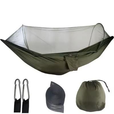 Outdoor Camping Hammock With Mosquito Net Lightweight Parachute Fabric Bed green