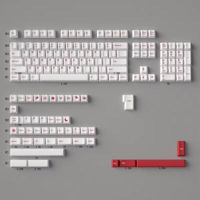 GMK Minimalist Red 140 Key Keycap Set Cherry Profile Japanese PBT Dye Sub Keycaps For MX Mechanical Keyboards red 148keys