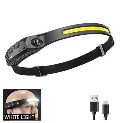 LED Sensor Rechargeable Headlamp For Outdoor Camping And Fishing 1 white