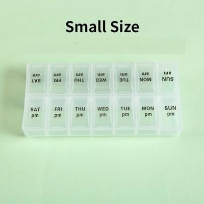 New Weekly Pill Organizer, Portable 7 Day Travel Pill Case With 14 Grids For Vitamins, Medicine & Fish Oil Tablets transparent S