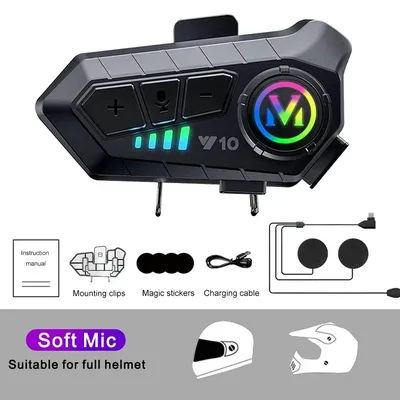 Wireless Motorbike Bluetooth Headset Hands Free Helmet Earphone With 2000mAh Battery & Waterproof Design soft Mic