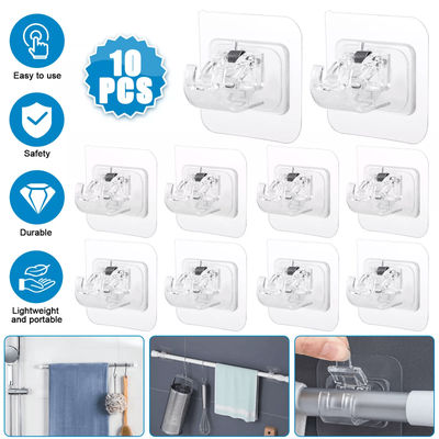 10PCS Hooks Nail Free Adjustable Curtain Rod Clip Brackets Self Adhesive Wall Mount Curtain Holders For Towel Rods, 10PCS Hooks Nail Free Adjustable Curtain Rod Clip Brackets Self Adhesive Wall Mount Curtain Holders For Towel Rods,