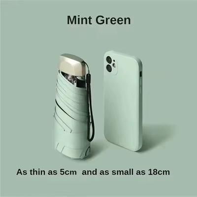 Mini Folding Sun And Rain Umbrella With UV Protection mint Green