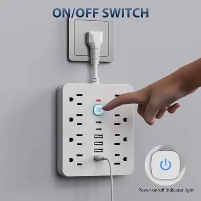 Power Strip With Surge Protection And USB Charging For Home Or Office white 8 us