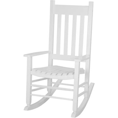 Outdoor Rocking Chair Patio Rocking Chair Porch Rocking W High Back Solid Wood Rocker Chairs For Garden, Deck, Yard white