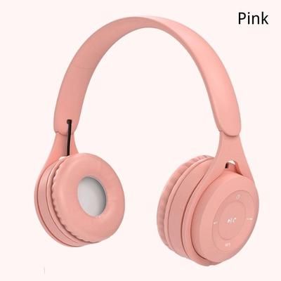Wireless Bluetooth Headphone, Stereo Headband Gaming Headset With Mic, Cute Gift For Gamer Girl Mobile Tablet pink