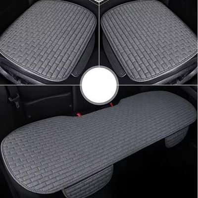 Coprisedile universale in lino da 3 pezzi, traspirante, in tessuto di lino, per sedili anteriori e posteriori, protezione per interni auto, accessori per auto da uomo