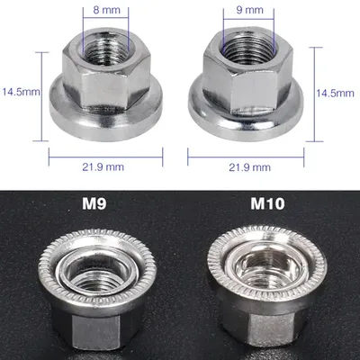 2PCS Bike / Cycle Wheel Axle Track Nuts Stainless Steel Sizes M9/M10 For Dead-flying Front/Rear Hubs Bicycle Accessories