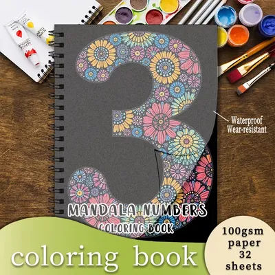 Adult Flower Coloring Book by Numbers - 8.3x11.2 inches, 32 pages - Helps relieve stress, great back-to-school gift