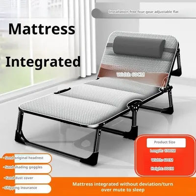 Lit pliant portable pour la maison, lit simple léger avec oreiller, lit pliant pratique pour pause déjeuner, adapté à un usage domestique et au bureau