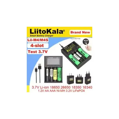 LiitoKala Lii-M4/M4S LCD 4-slot Universal Smart Charger Test Capacity for 3.7v Li-ion 26650 18650 21700 1.2v Ni-mh AA AAA etc