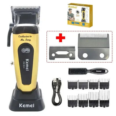 Kemei Km-90-4 Professional Hair Clipper for Men 11500RPM 10W Brushless Motor DLC Blade Base Charger Haircut Machine Hair Trimmer