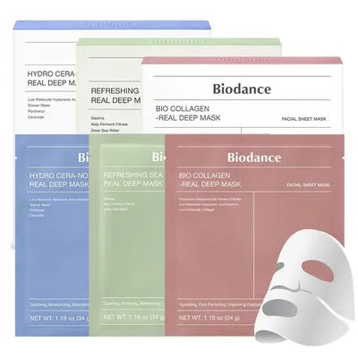 BIODANCE Bio-Collagen Deep Hydrating Gel Mask, Night Moisturizing, Shrinking Pores, Improving Elasticity, 4 Pieces per Box