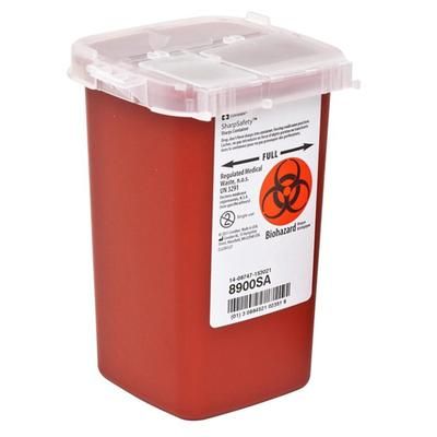 SharpSafety Sharps Container Red Base 6-1/4 H X 4-1/2 W X 4-1/4 D Inch Vertical Entry 0.25 Gallon (149371_CS)