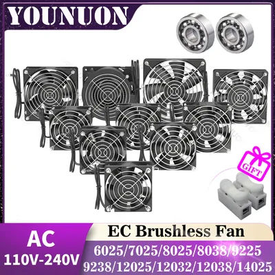 1PCS EC Brushless Fan 6025/8025/9225/12025/12038/12032 AC 110V 115V 120V 220V 240V Cooling Cooler Fan AC Axial Fan