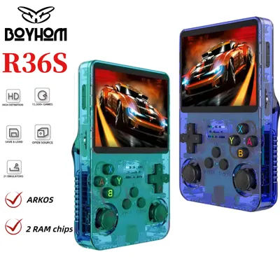 BOYHOM R36S Retro Handheld Game Console Genuine Linux ARKOS Dual-RAM 3.5'' IPS,15000+ Games ,Portable Pocket Player, 64G/128G