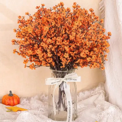 5Pcs Artificial Flowers Fall Babys Breath Fake Plants Home Wedding Centerpiece Table Thanksgiving Party Autumn Room Decorations