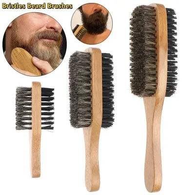 1Pc Bristle Hair Brush Natural Wooden Handle Beard Brush for Men