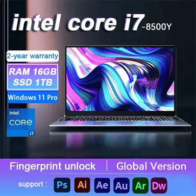 15.6" Intel Core i7 8500Y Windows 11 Pro Laptops Fingerprint unlock 16GB RAM 1TB SSD Office Gamer Study notebook Computer PC