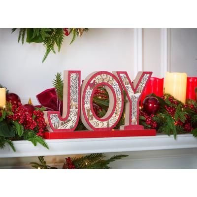 17" Laser Cut Wooden Joy Sign by BrylaneHome in Red